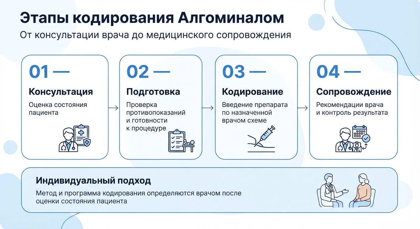 Кодирование препаратом «Алгоминал» в Почепе инфографика